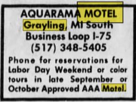 Aquarama Motel - Aug 1983 Ad